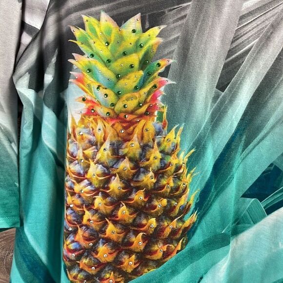 Sun Bay Womens Pineapple Tunic Asymmetrical Hemline,Size 2X,Gray and Multicolor - Picture 5 of 7